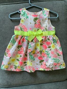 Cat & Jack Floral Baby Dress in White, Pink, Yellow, Green Size 12 months